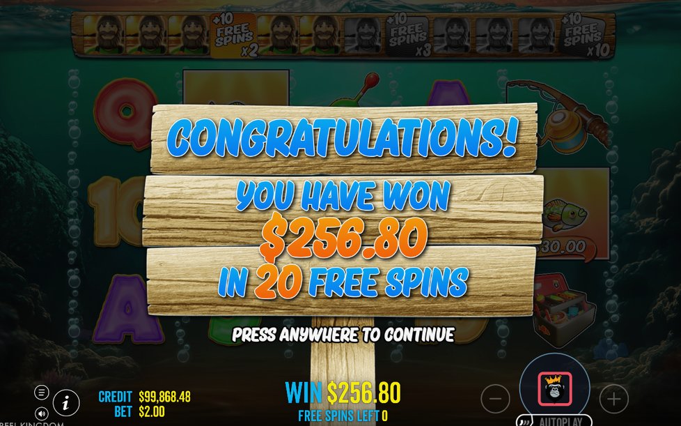 Win screen after a winning round on the 5x3 grid
