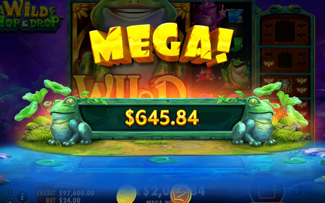 Win screen with the total win in A$