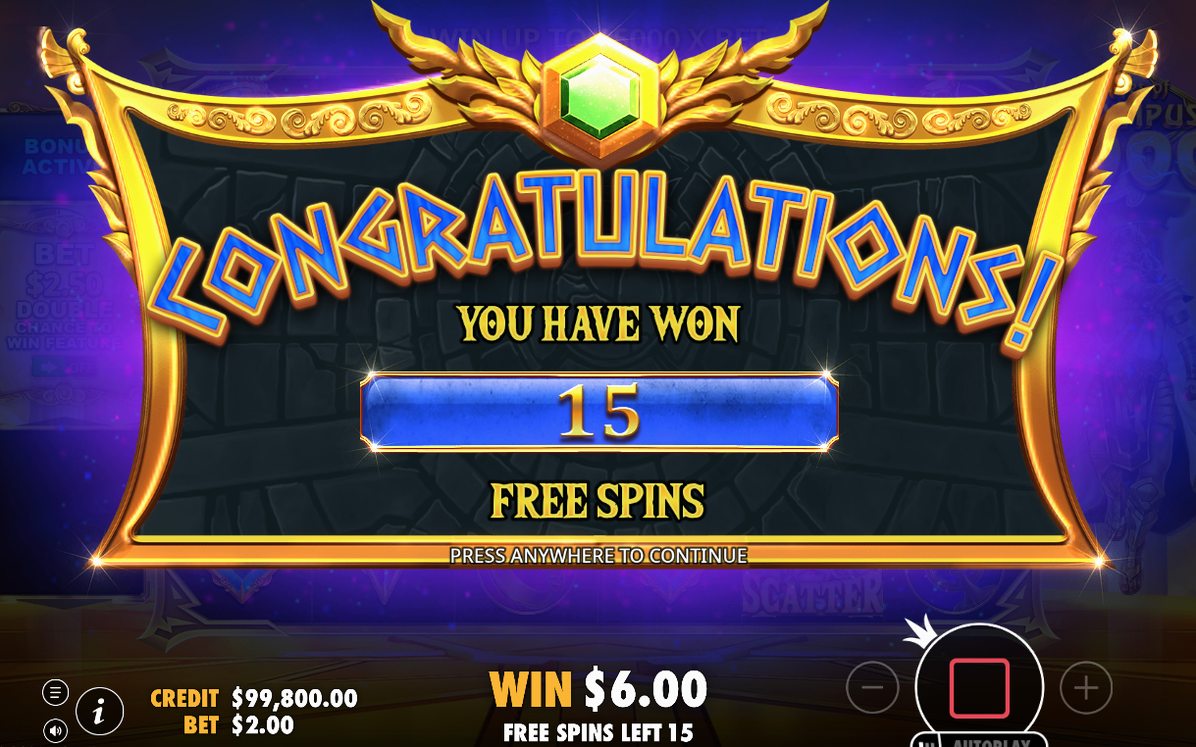 Free Spins screen as the total Multiplier accumulates